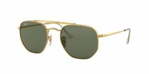 NEW RAY BAN unisex marshall round sunglasses in gold - green
